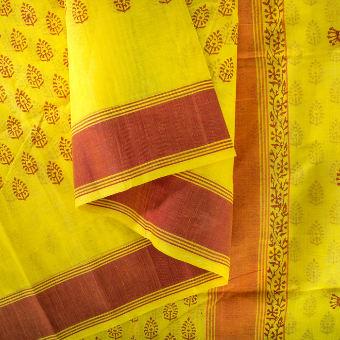 Sarangi Handwoven Kanchi Cotton Saree - 1275629YEL