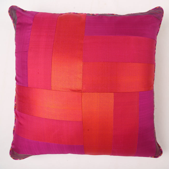 Sarangi x Kambli Studio : Patchwork Silk Cushion Cover - 1505376PIN