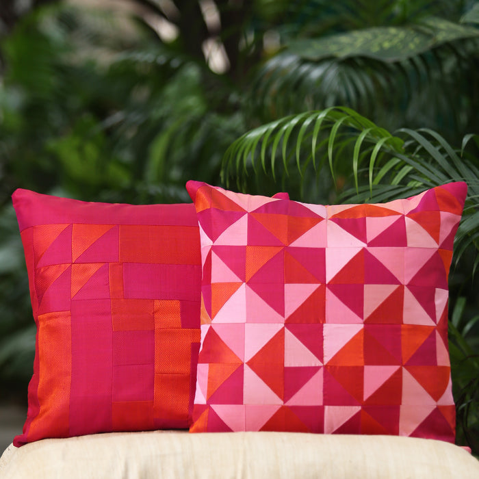 Sarangi x Kambli Studio : Patchwork Silk Cushion Cover - 1505376PIN