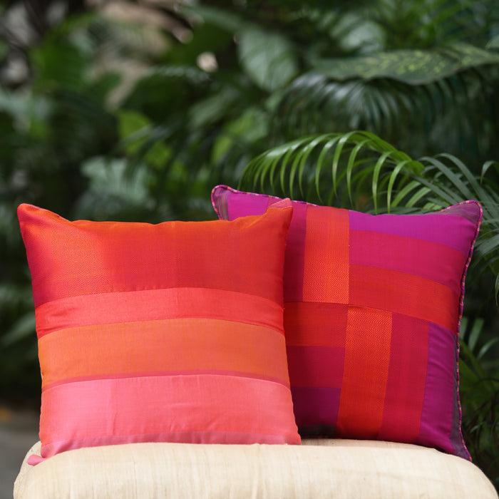 Sarangi x Kambli Studio : Patchwork Silk Cushion Cover - 1505379PIN
