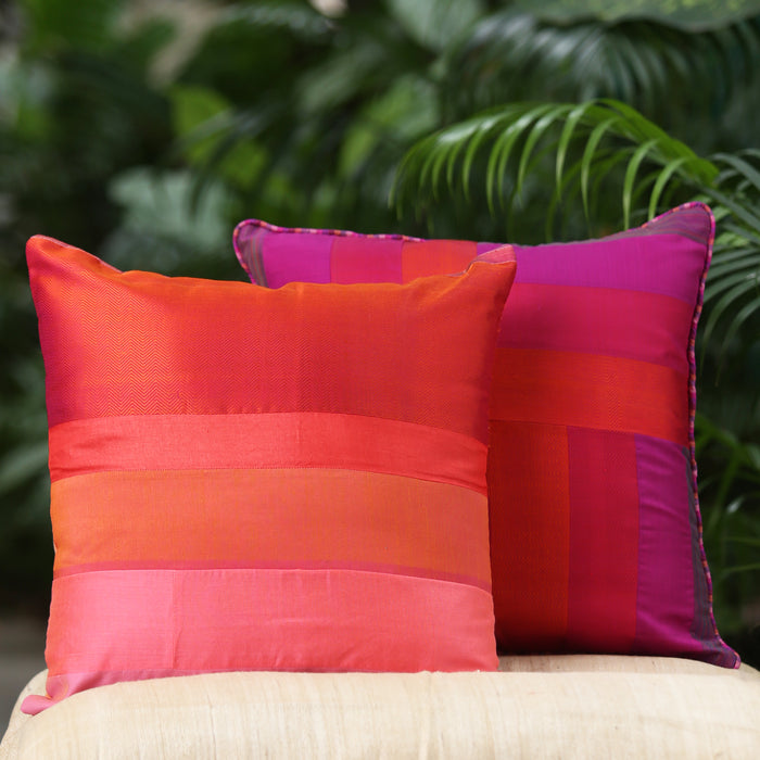 Sarangi x Kambli Studio : Patchwork Silk Cushion Cover - 1505379PIN