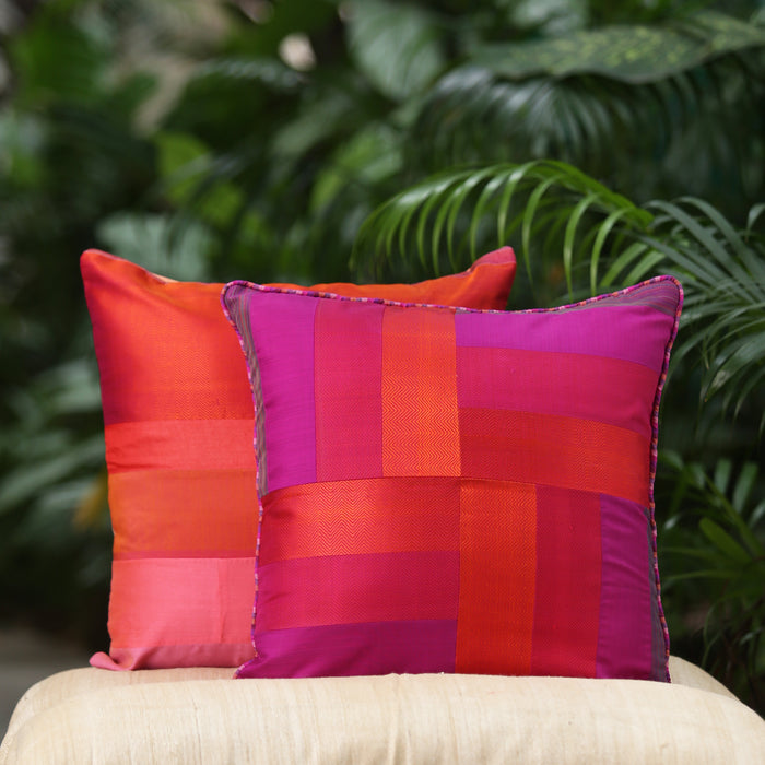 Sarangi x Kambli Studio : Patchwork Silk Cushion Cover - 1505376PIN