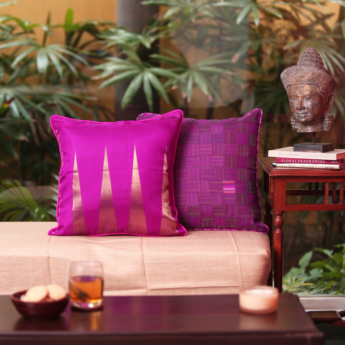 Sarangi x Kambli Studio : Patchwork Silk Cushion Cover - 1505380PIN