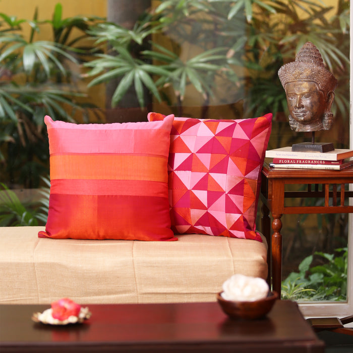 Sarangi x Kambli Studio : Patchwork Silk Cushion Cover - 1505379PIN