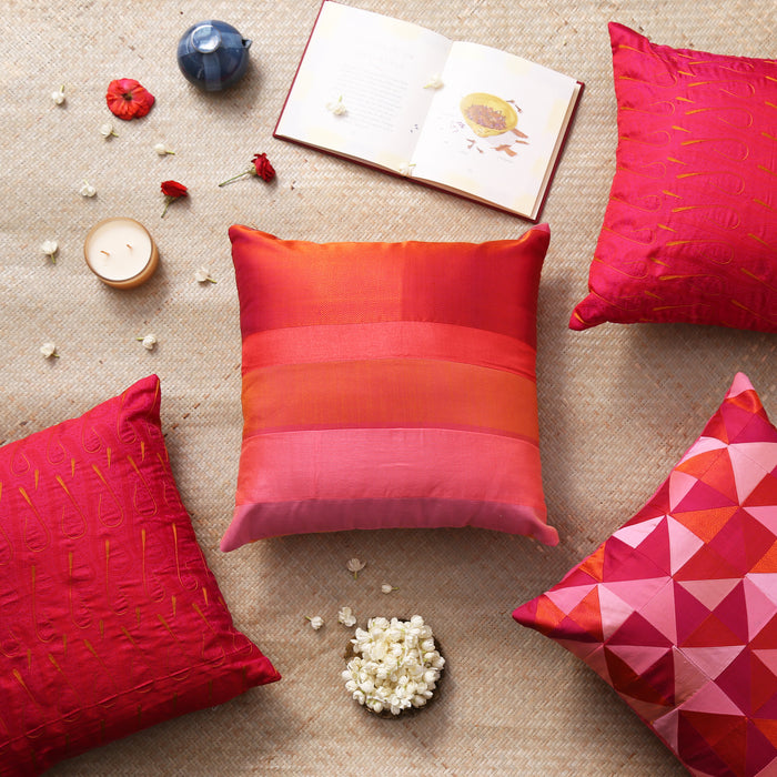 Sarangi x Kambli Studio : Patchwork Silk Cushion Cover - 1505379PIN