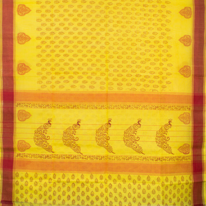 Sarangi Handwoven Kanchi Cotton Saree - 1275629YEL
